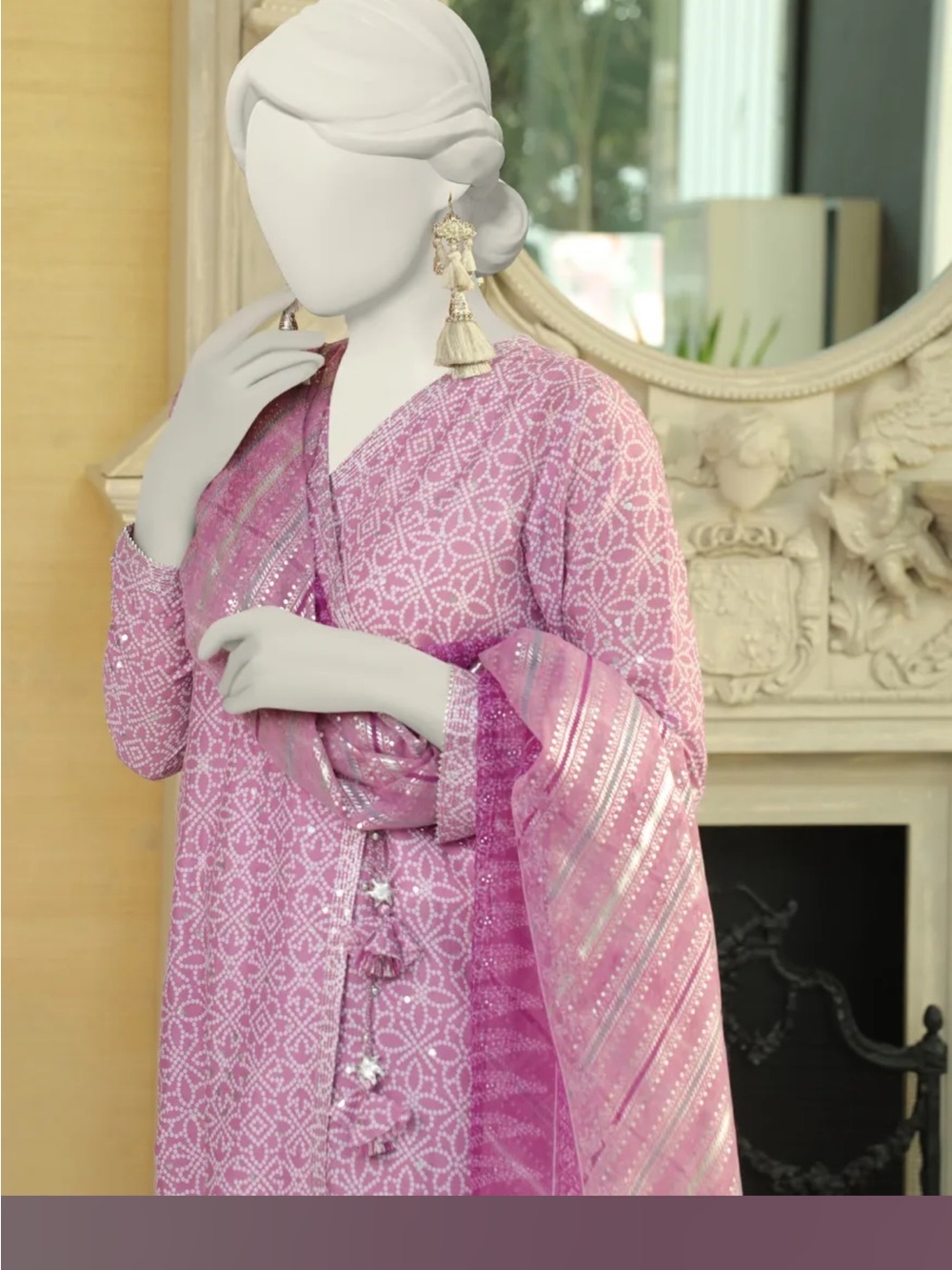 Women’s Light Pink Printed Kurta Set with Matching Dupatta